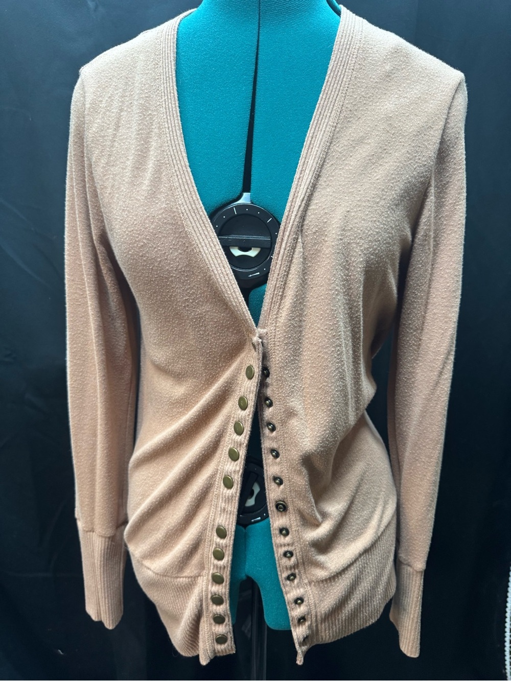 Zenana Outfitters Tan Snap-Front V-Neck Cardigan